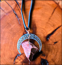 Load image into Gallery viewer, Crescent Moon Raw Stone Necklace (random grab)