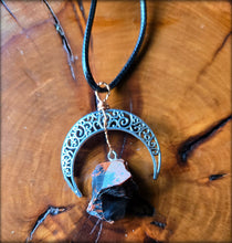 Load image into Gallery viewer, Crescent Moon Raw Stone Necklace (random grab)