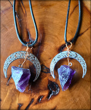Load image into Gallery viewer, Crescent Moon Raw Stone Necklace (random grab)