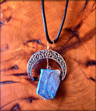 Load image into Gallery viewer, Crescent Moon Raw Stone Necklace (random grab)