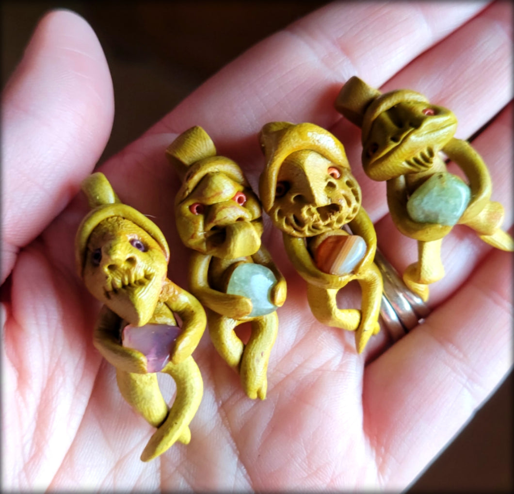 Lucky Crystal Troll - Handmade Clay Good Luck Charm
