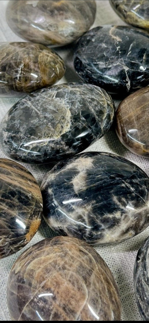 Black Moonstone Palm Stone