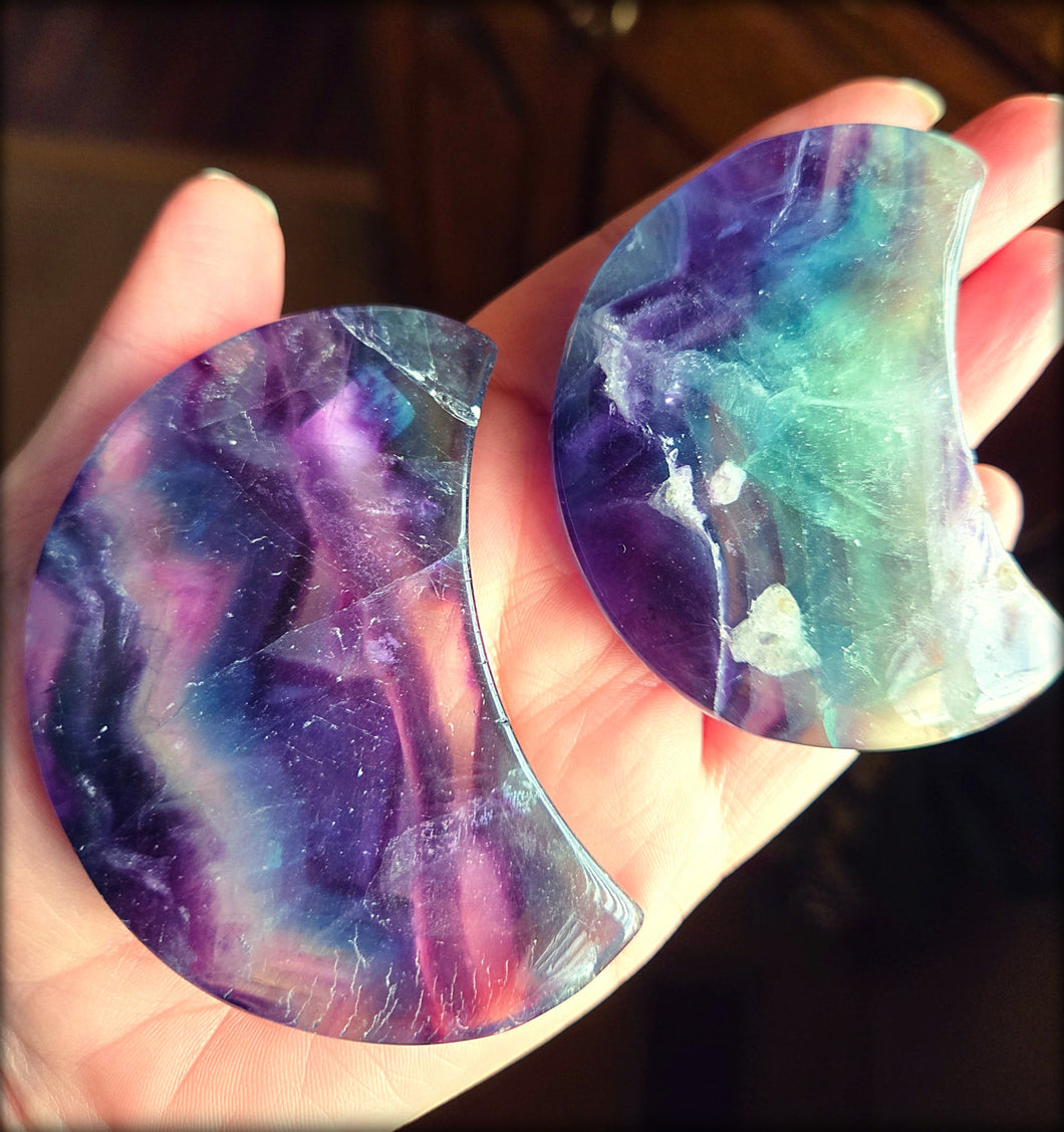 Rainbow Fluorite Crescent Moon