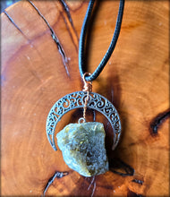 Load image into Gallery viewer, Crescent Moon Raw Stone Necklace (random grab)
