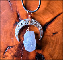 Load image into Gallery viewer, Crescent Moon Raw Stone Necklace (random grab)
